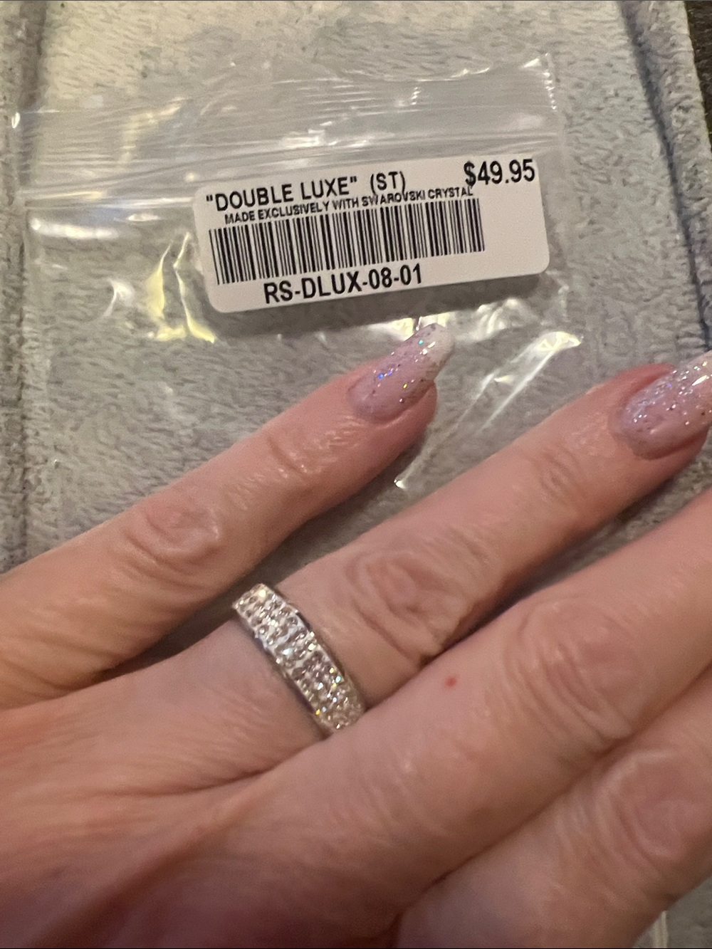 Double Luxe Crystal Pavé Silver Band Ring
